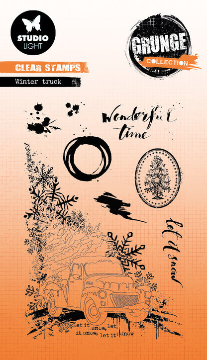 SL Tampon transparent Winter Truck Grunge Collection 148x105x3mm 8 PC n°318