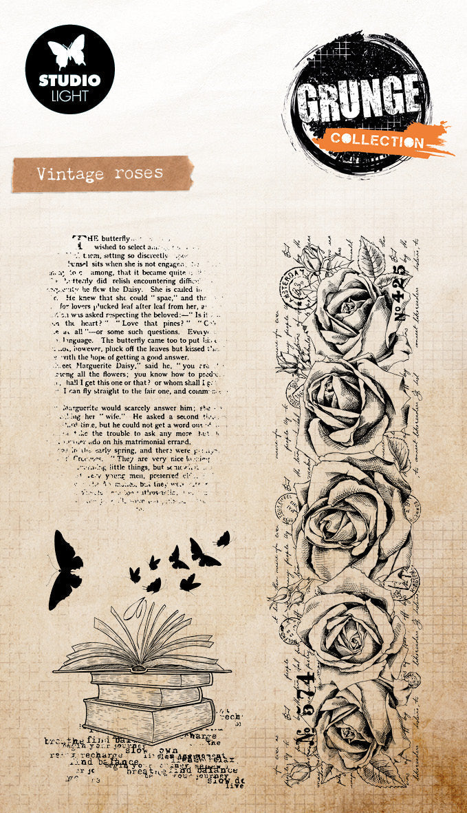SL Clear Stamp Vintage Roses Grunge Collection 93x136x3mm 4 Pieces