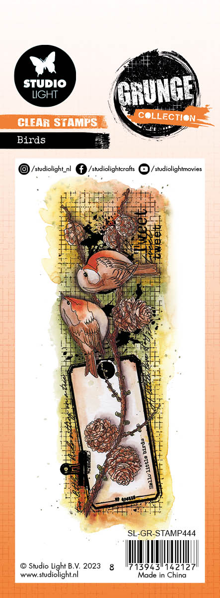 SL Tampon Transparent Oiseaux Collection Grunge 46x140x3mm 1 Pièce nr.444