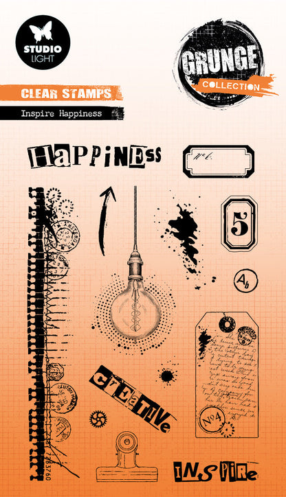 SL Tampon transparent Inspire Happiness Collection Grunge 14 pièces