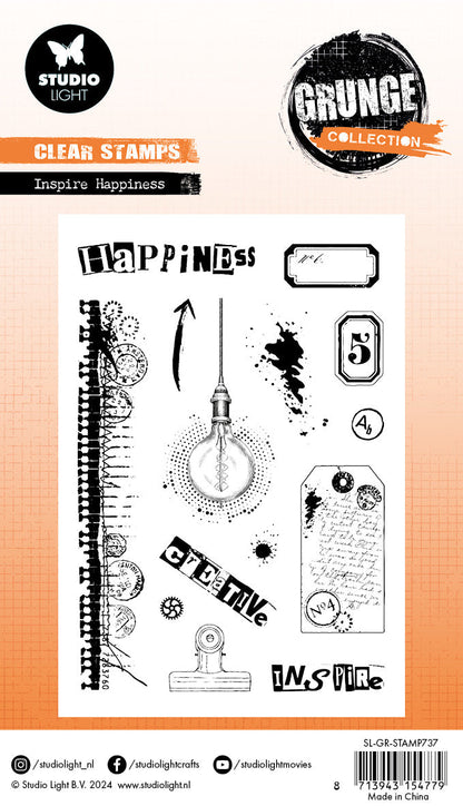 SL Tampon transparent Inspire Happiness Collection Grunge 14 pièces