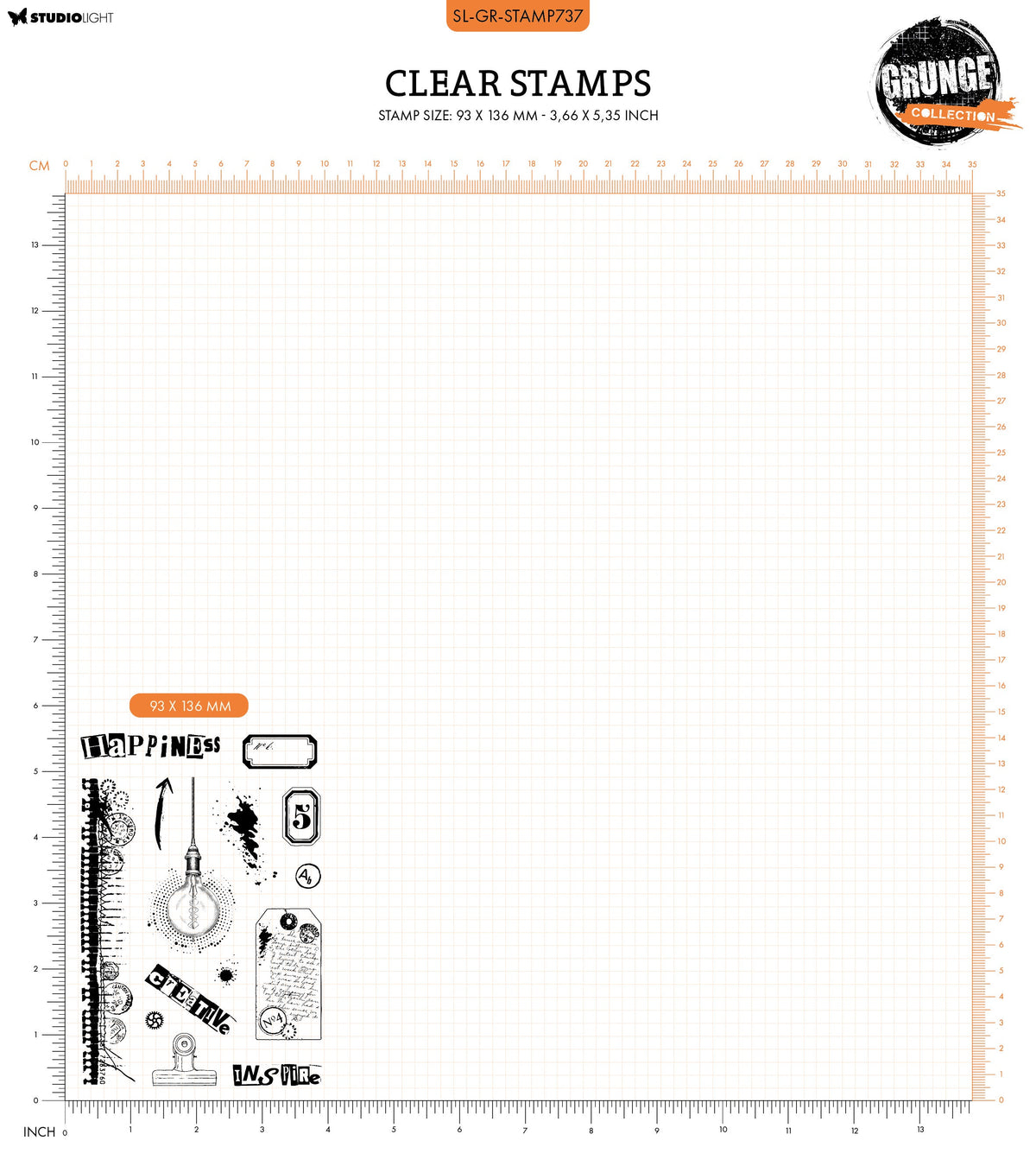 SL Tampon transparent Inspire Happiness Collection Grunge 14 pièces