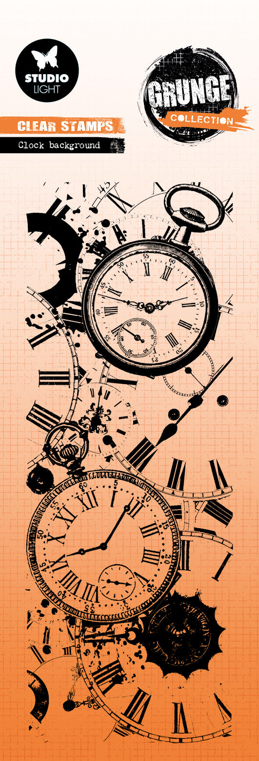 SL Tampon transparent Fond d'horloge Collection Grunge 1 pièce