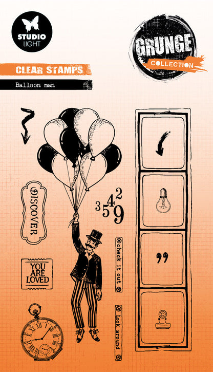 SL Tampon transparent Balloon Man Collection Grunge 13 pièces