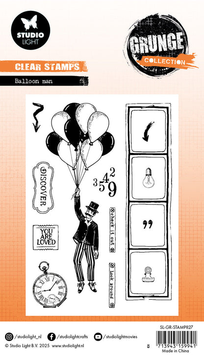 SL Tampon transparent Balloon Man Collection Grunge 13 pièces
