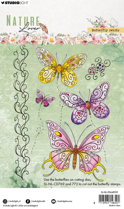 SL Tampons Transparents Papillons Tourbillons Amoureux de la Nature 99x139x3mm 7 PC réf.591