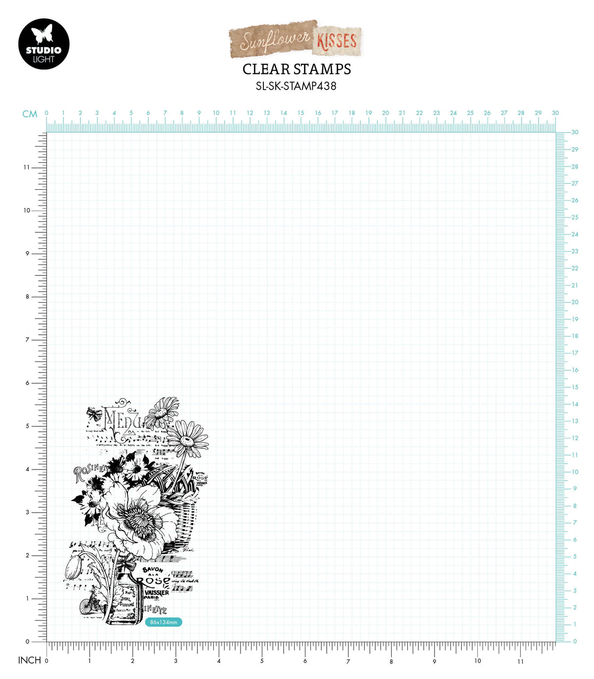 SL Clear Stamp Wildflower Basket Sunflower Kisses 86x134x3mm 1 PC nr.438