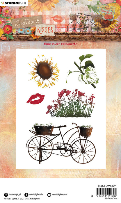 SL Tampon transparent Silhouette de tournesol Baisers de tournesol 89x135x3mm 5 pièces n°439