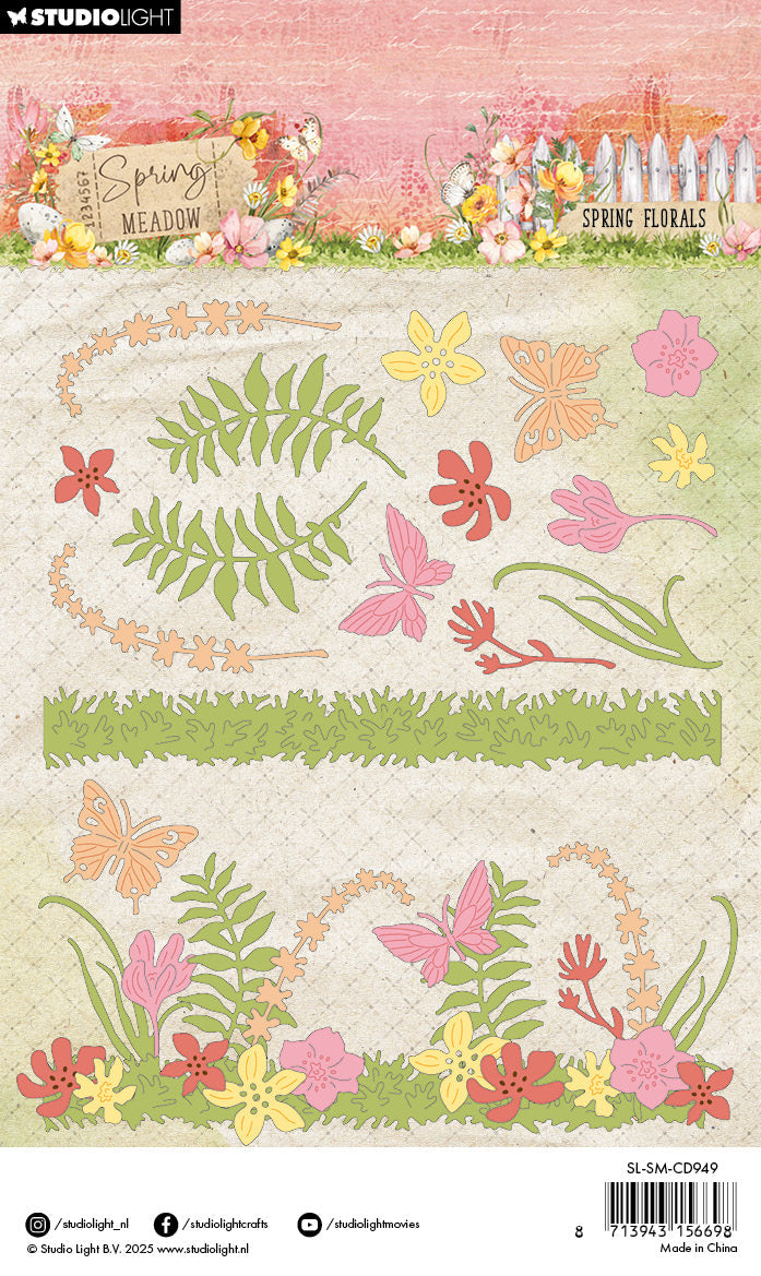 SL Matrice de découpe Florales de printemps Prairie printanière 14 pièces