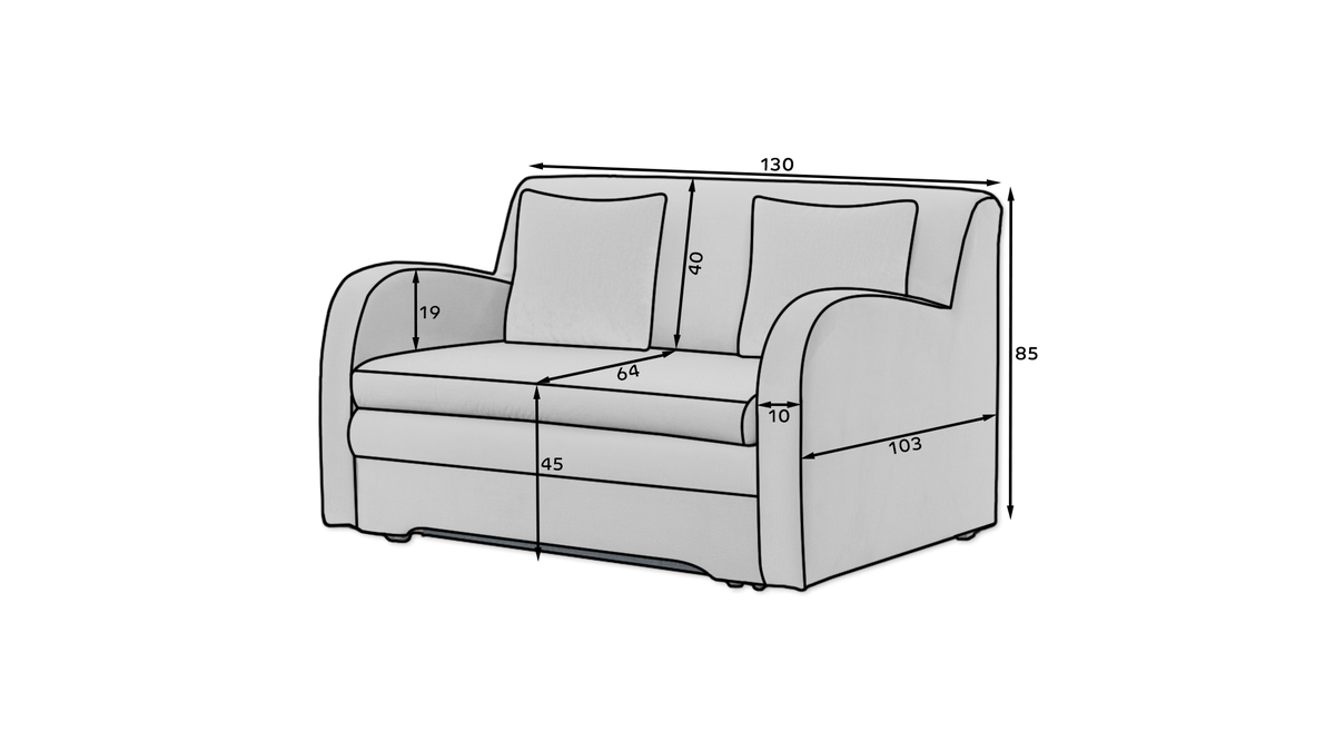 Ario Condo Style 2 Seater Storage Sleeper Sofa - Grey/Navy