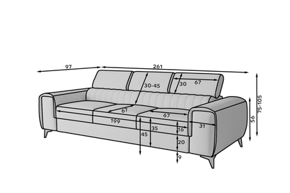 Laurence 3 Seater Velvet Sleeper Sofa - Teal Blue