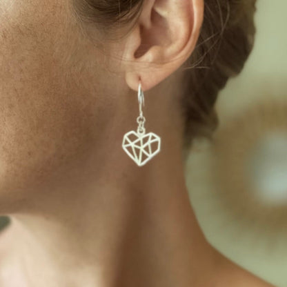 Boucles d'oreilles breloque cœur en plaqué argent