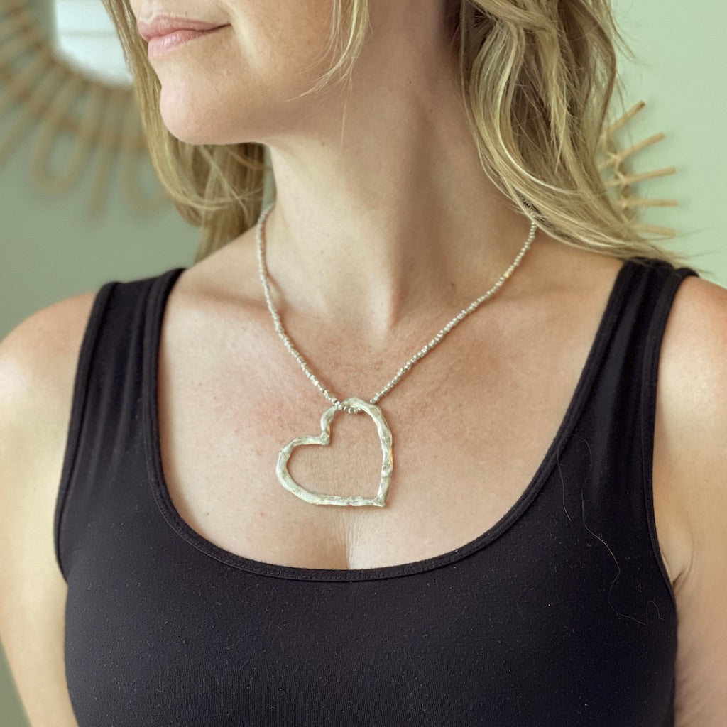 Collier Cœur Ouvert en Plaqué Argent