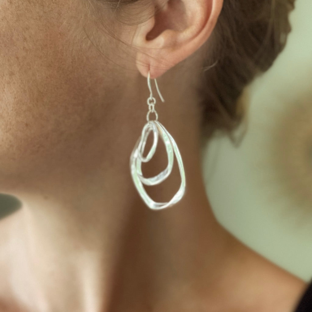 Boucles d'oreilles triple anneau en plaqué argent