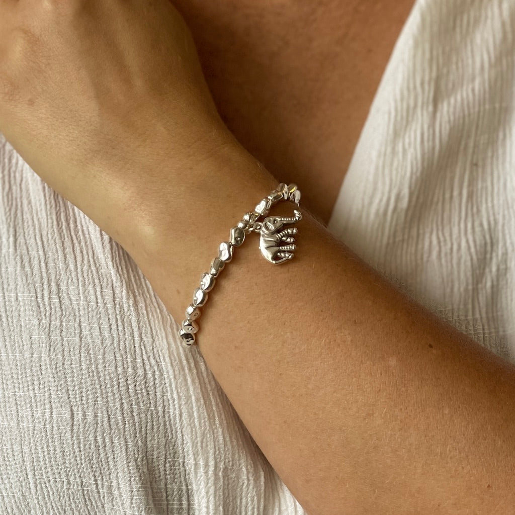 Bracelet breloque éléphant plaqué argent