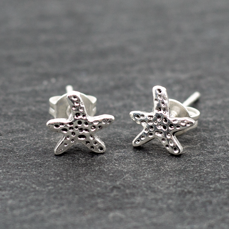 Boucles d'oreilles clous plaquées argent étoile de mer