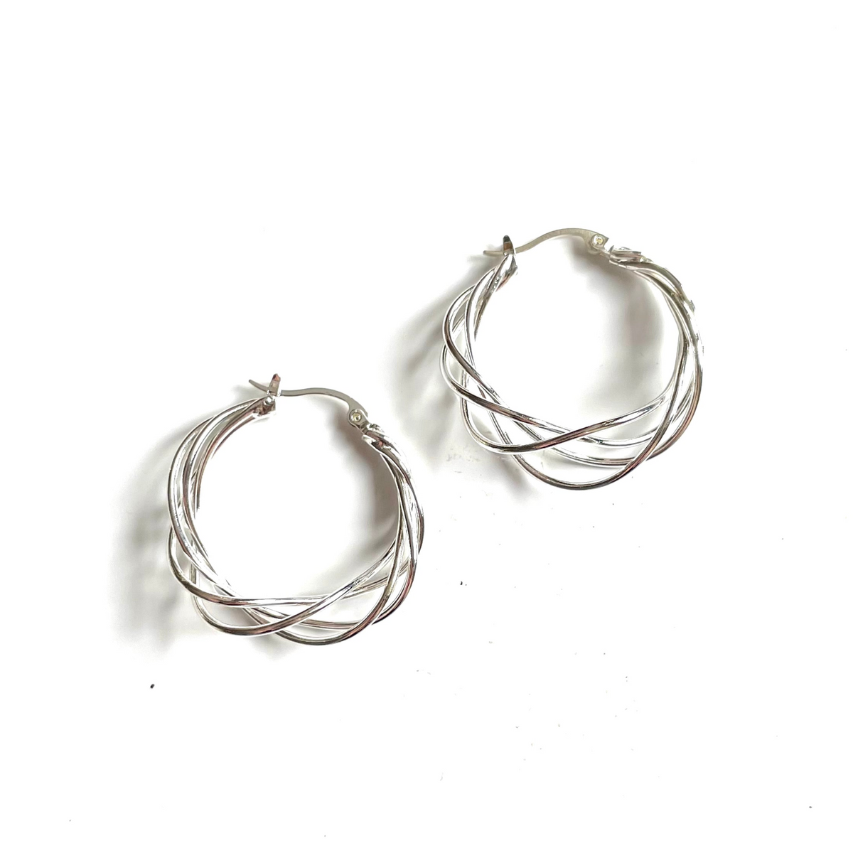Boucles d'oreilles torsadées - Plaqué argent