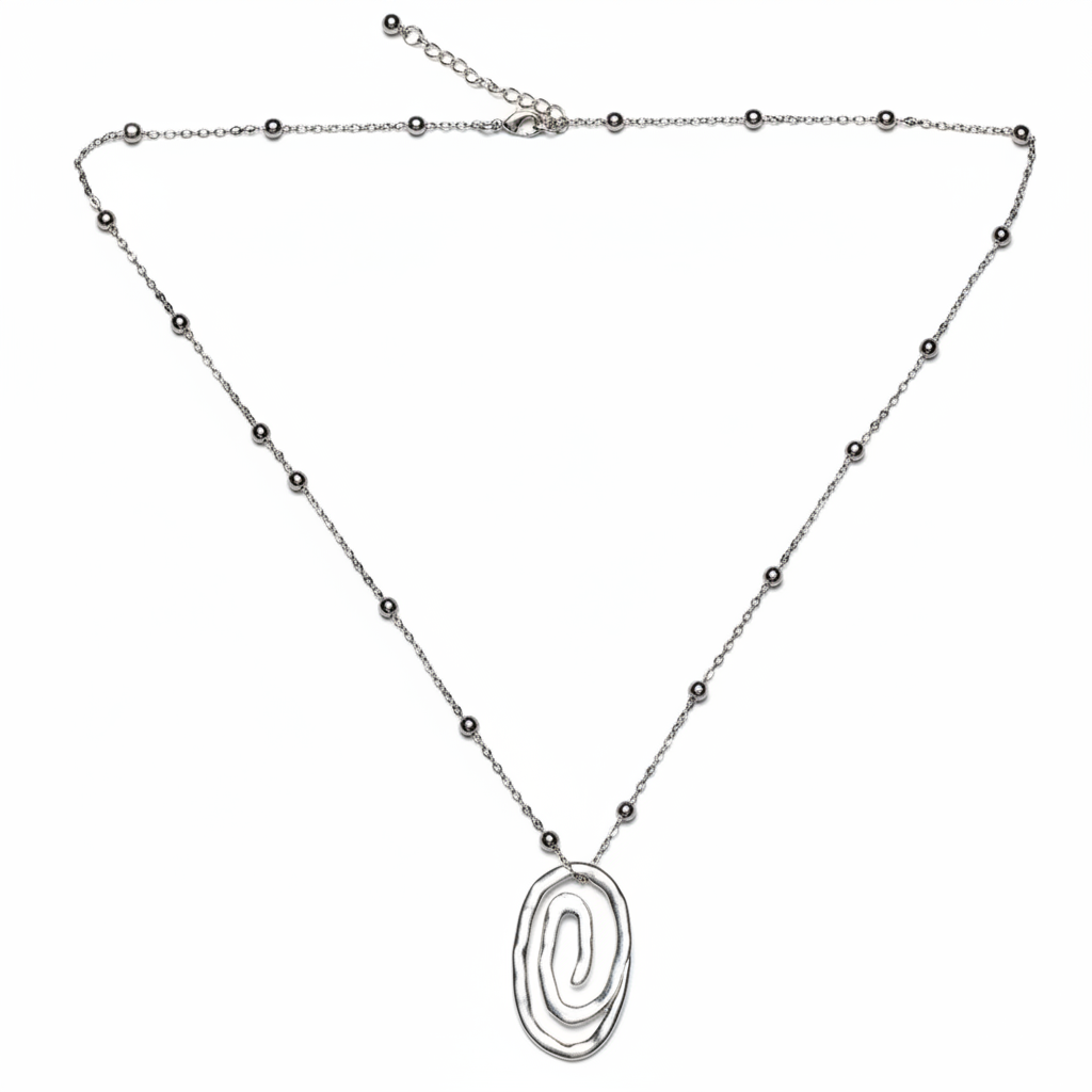 Pendentif spirale sur chaîne en plaqué argent