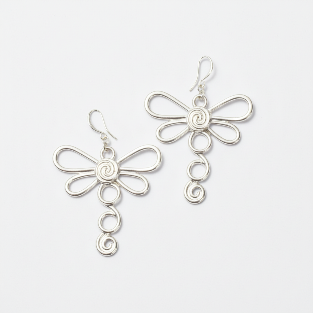 Grandes boucles d'oreilles libellule en plaqué argent