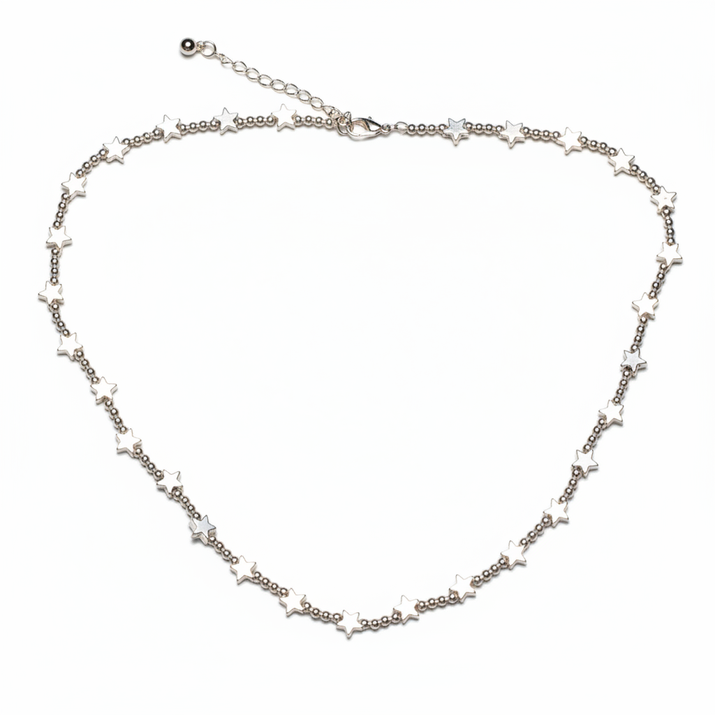 Court collier étoile en plaqué argent