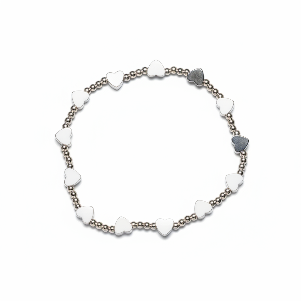 Bracelet en plaqué argent avec cœur élastique