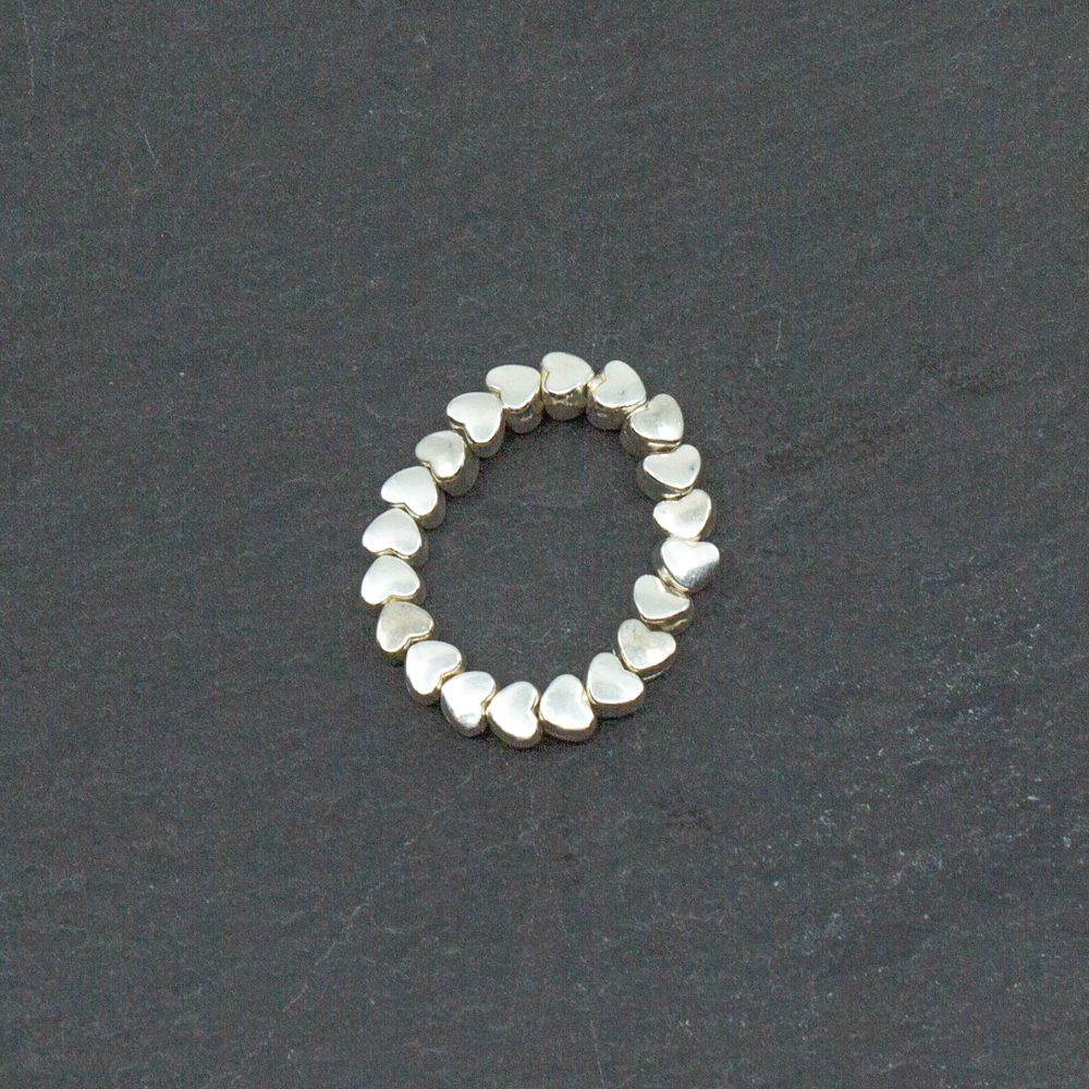 Bague élastique Cœur en plaqué argent
