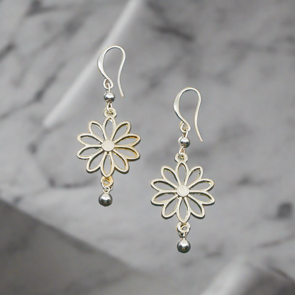 Small Flower Earrings In Silver Plate