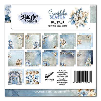 3Quarter Designs Bloc de papier 6x6 Snowflake Season