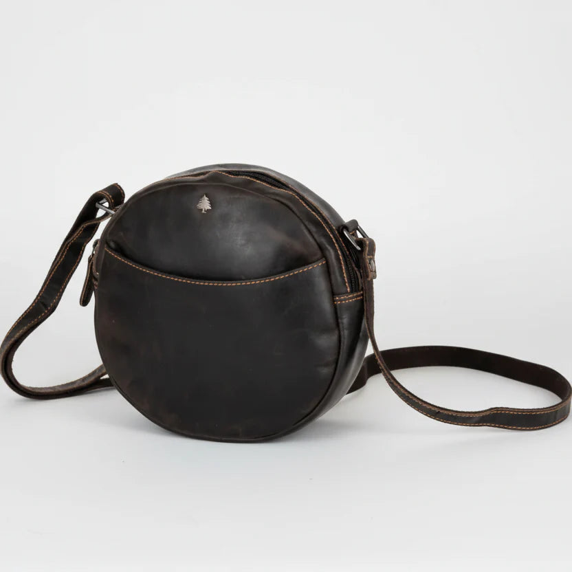Greenwood Leather Round Crossbody Bag