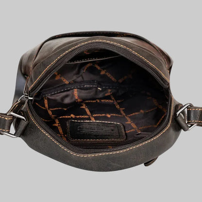 Greenwood Leather Round Crossbody Bag