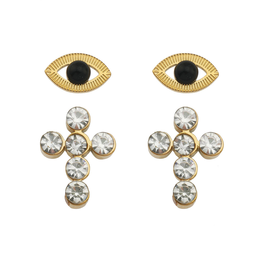 Lot de 2 paires de boucles d'oreilles clous STELLA