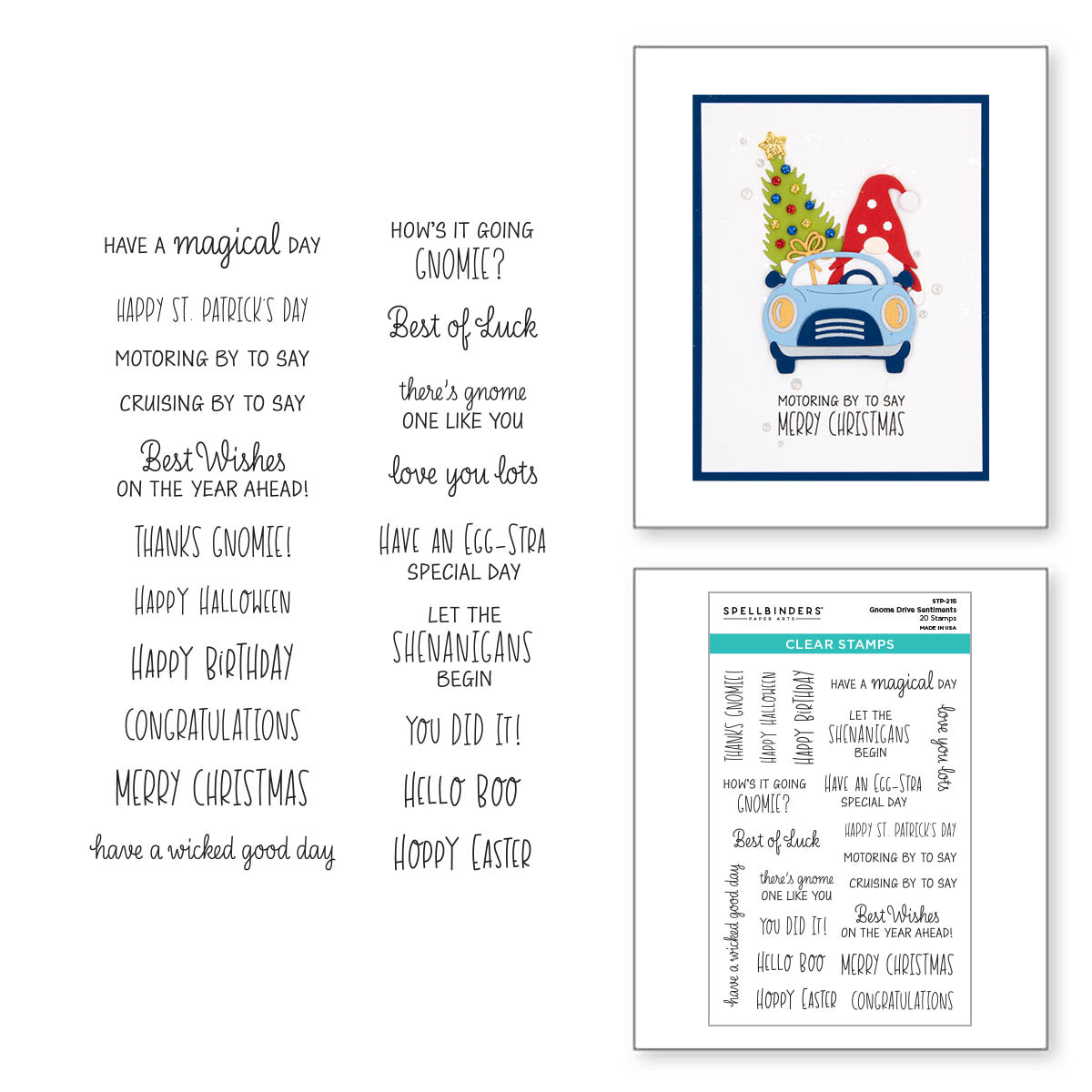 Ensemble de tampons transparents Gnome Drive Sentiments de la collection Gnome Drive