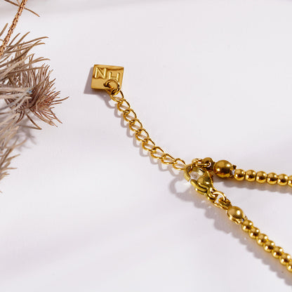 RUBINA: Amazonite Stones & Gold Beaded Bracelet