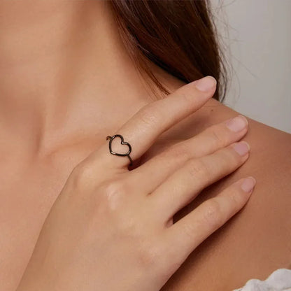 Bague minimale en argent sterling 925 en forme de cœur