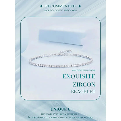 Bracelet de tennis en argent sterling 925 et zircone cubique