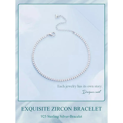 Bracelet de tennis en argent sterling 925 et zircone cubique