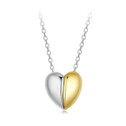 Collier pendentif cœur plaqué or pour femme - Bijou cœur de couple en argent sterling 925