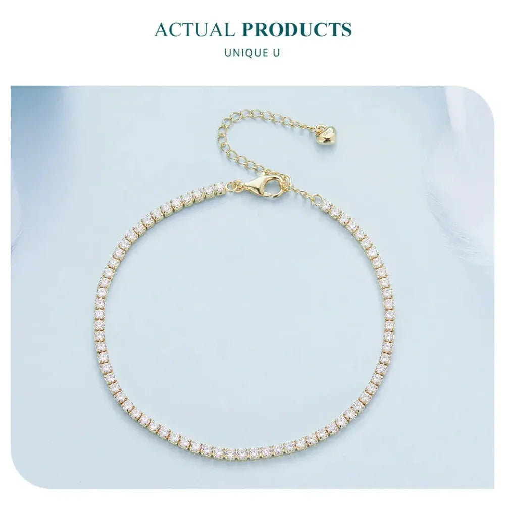 Bracelet de tennis en argent sterling 925 et zircone cubique