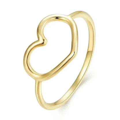 Bague minimale en argent sterling 925 en forme de cœur
