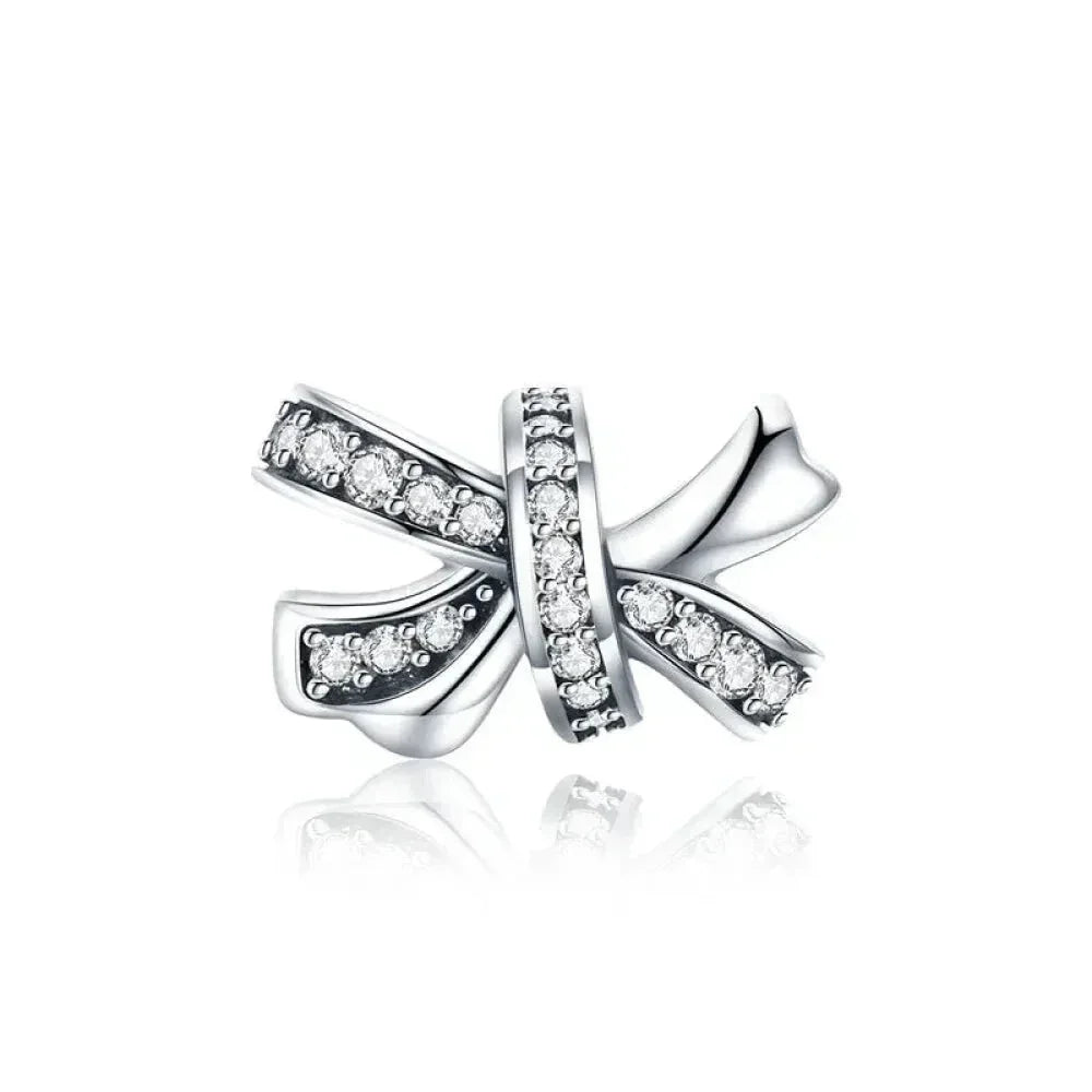 Breloques en argent sterling 925 avec cristaux 5A transparents en forme de cœur et de X pour bracelet et pendentif de collier