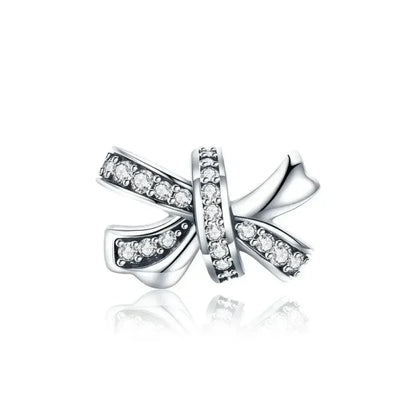 Breloques en argent sterling 925 avec cristaux 5A transparents en forme de cœur et de X pour bracelet et pendentif de collier