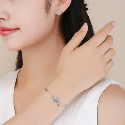 Bracelet breloque mauvais œil bleu en argent sterling – Fermoir mousqueton