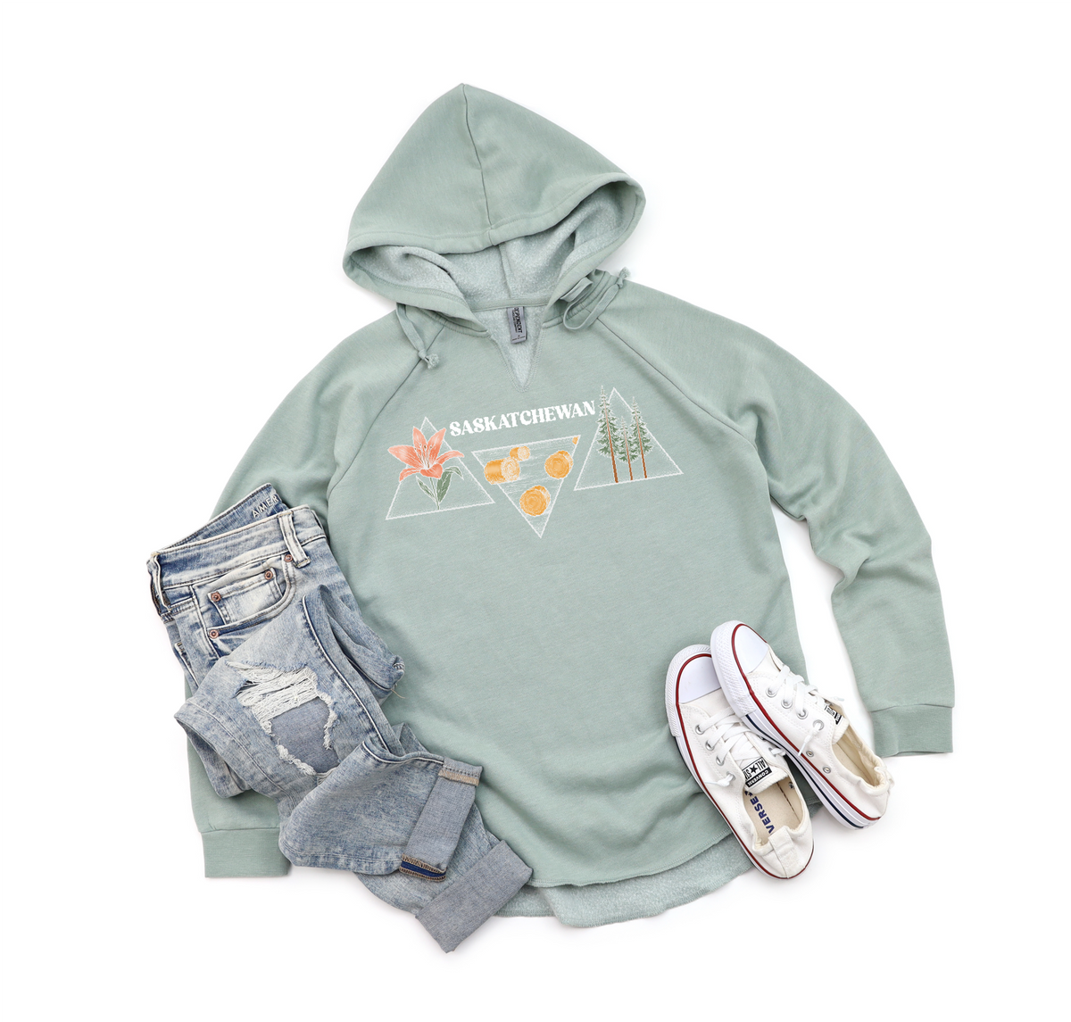 Sweat à capuche Triangle Premium pour femme Saskatchewan | Vêtements Saskatchewan