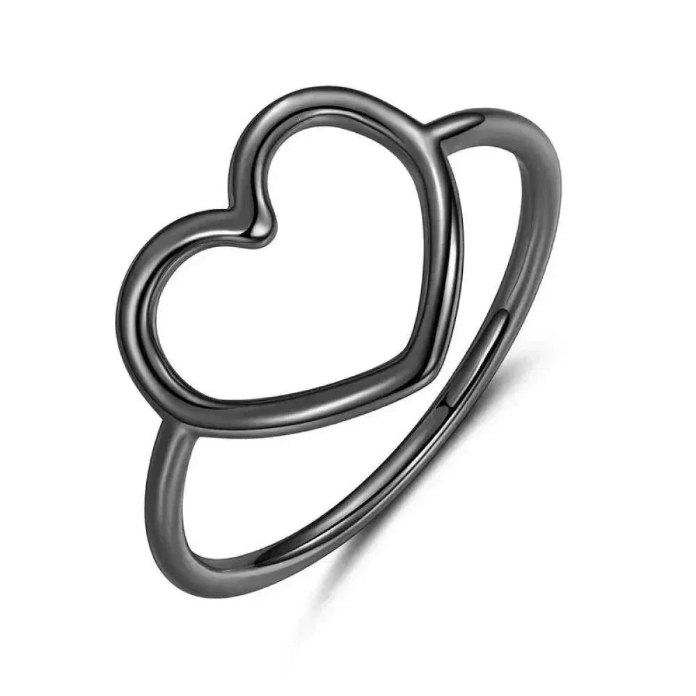 Bague minimale en argent sterling 925 en forme de cœur