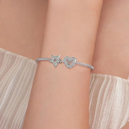 Breloques en argent sterling 925 avec cristaux 5A transparents en forme de cœur et de X pour bracelet et pendentif de collier
