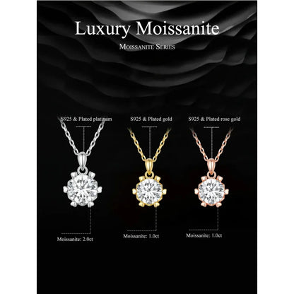 Superbe Collier Pendentif Moissanite 1 Carat | Argent Sterling 925 | Bijoux Fins de Mariage et de Mariée