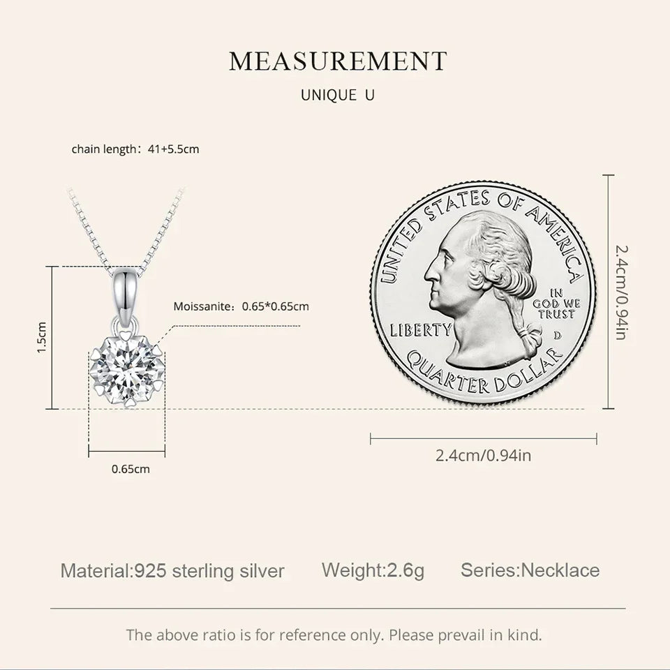 Collier pendentif en argent sterling avec moissanite 1 carat Stellar Shine