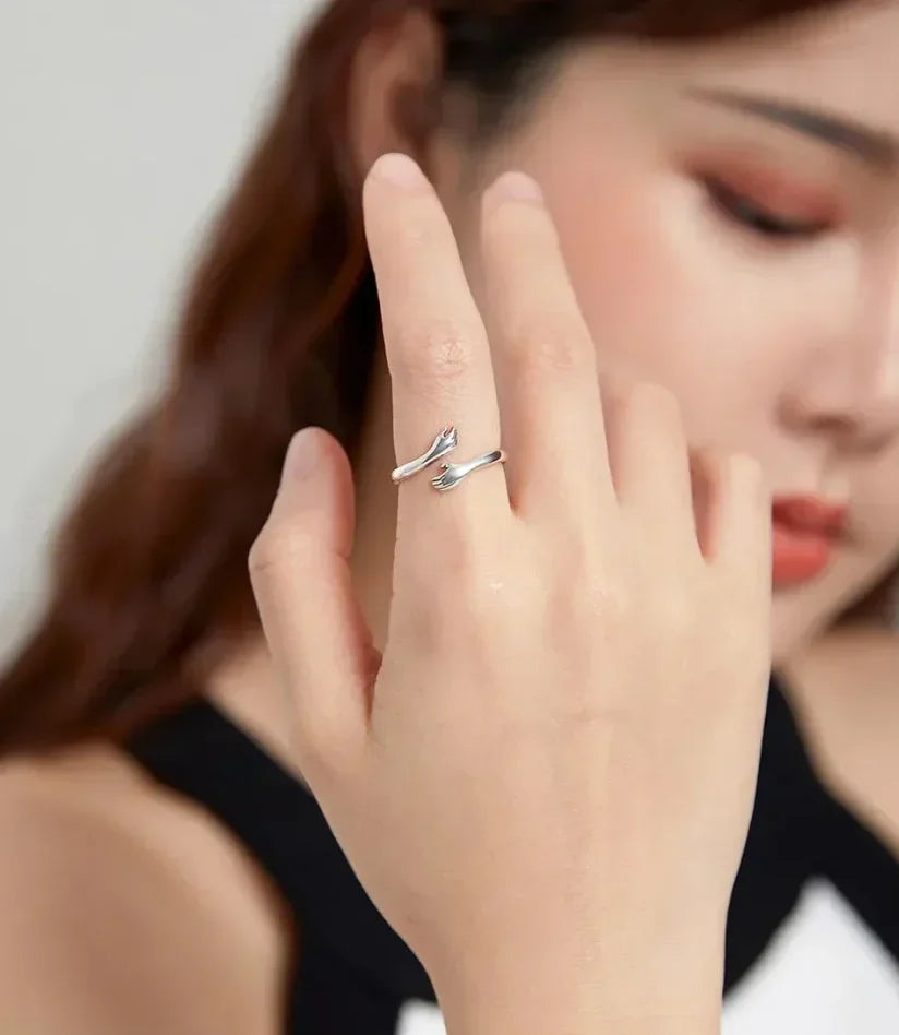 Bague Étreinte en Argent Sterling (Ajustable)