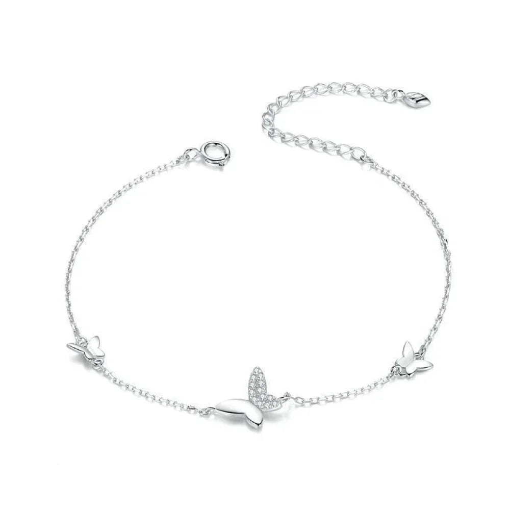 Bracelet de charme papillon en argent sterling – Réglable