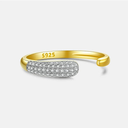 Bague réglable en argent sterling 925 et zircon